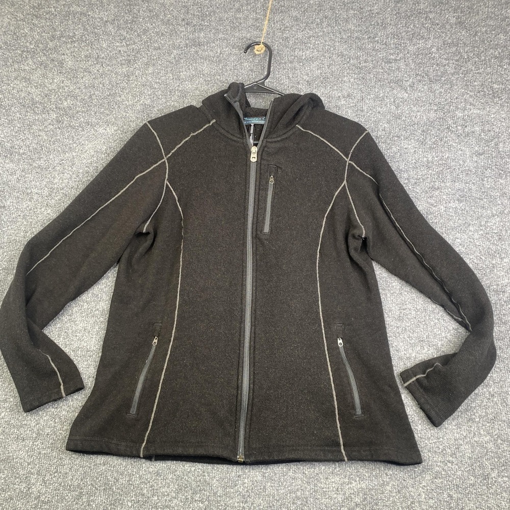 Kuhl Jacket Womens Large Black Wool Blend Hooded Full Zip Fleece Lined Outdoor